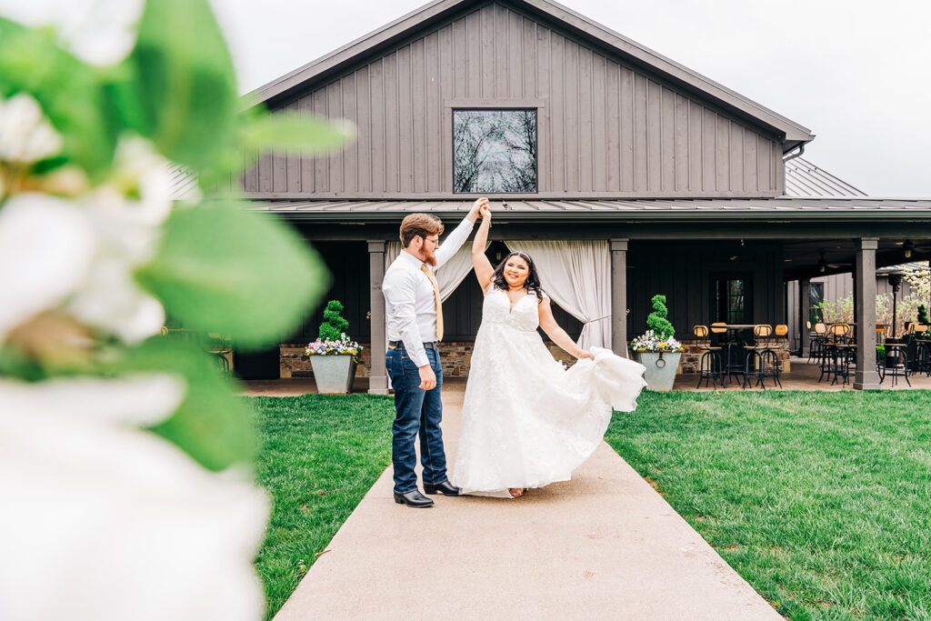 a couple dances during their wedding at Barn at Bay Horse Inn in Greenwood, Indiana